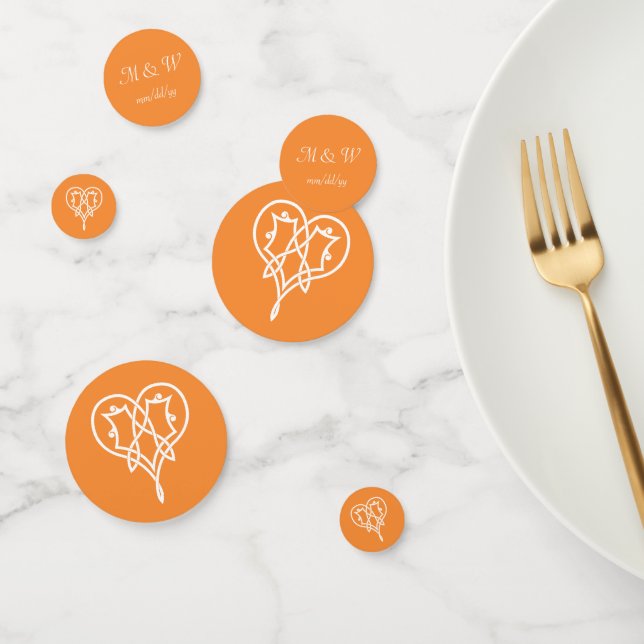 Celtic Weave Hearts in Orange Table Confetti (Group)