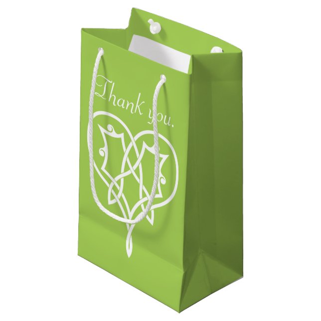Celtic Weave Hearts in Peridot Gift Bag (Front Angled)