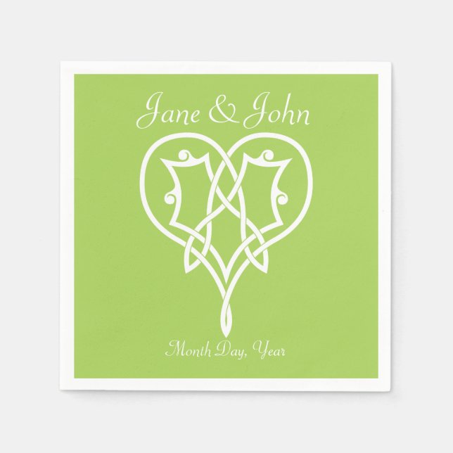Celtic Weave Hearts in Peridot Napkins (Front)