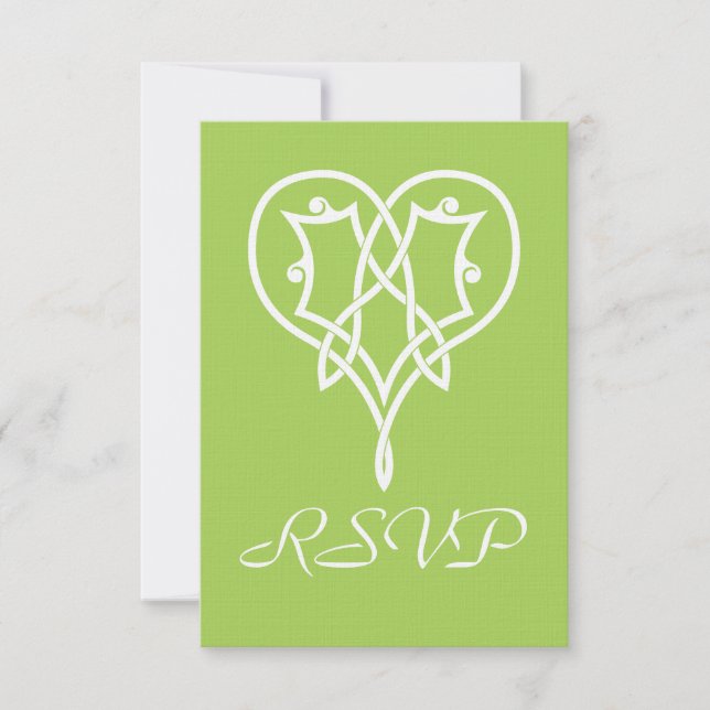 Celtic Weave Hearts in Peridot RSVP Card (Front)