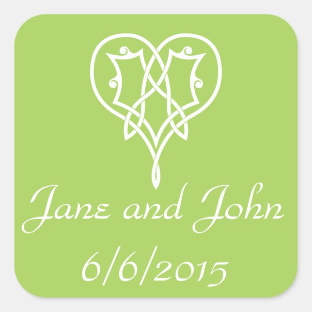Celtic Weave Hearts in Peridot Sticker (Front)