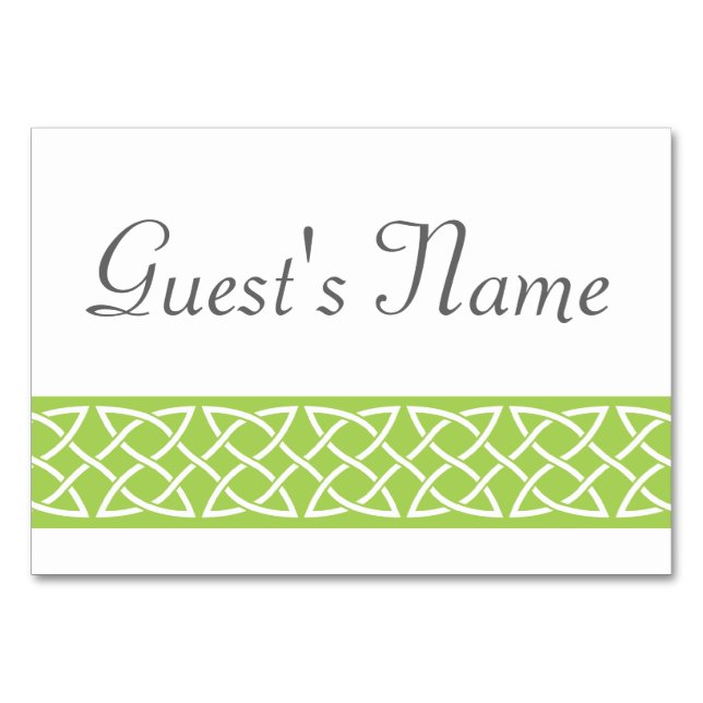 Celtic Weave Hearts in Peridot Table Card (Front)