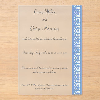 Celtic Weave Hearts in Periwinkle Acrylic Wedding Invitations