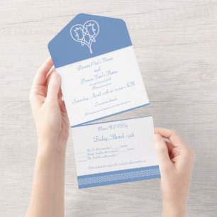 Celtic Weave Hearts in Periwinkle All In One Invitation