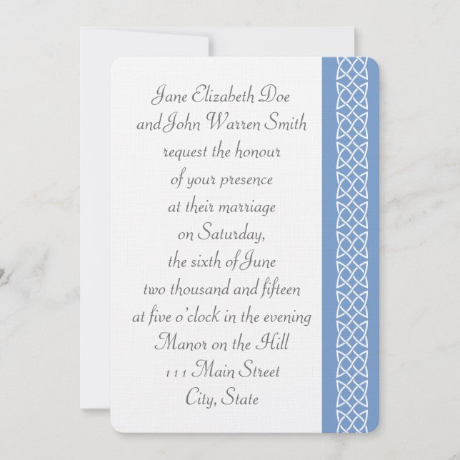 Celtic Weave Hearts in Periwinkle Invitation (Front)