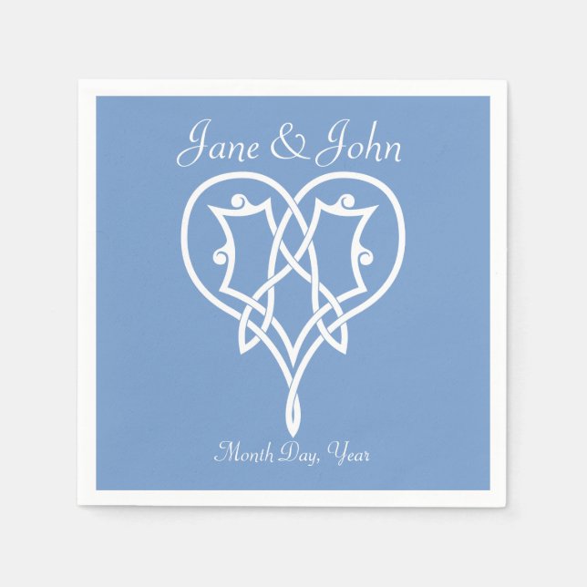 Celtic Weave Hearts in Periwinkle Napkins (Front)