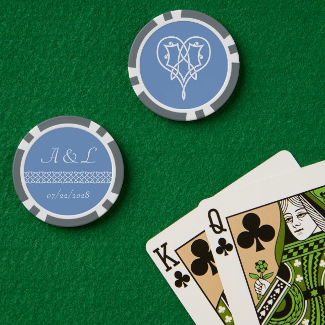 Celtic Weave Hearts in Periwinkle Poker Chips (Poker Table (Double))