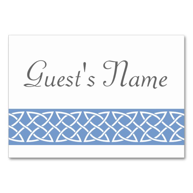 Celtic Weave Hearts in Periwinkle Table Card (Front)