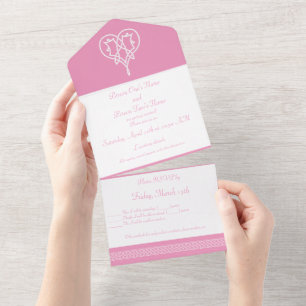 Celtic Weave Hearts in Petal Pink All In One Invitation