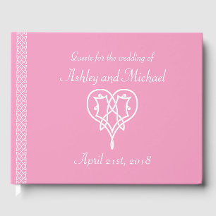 Celtic Weave Hearts in Petal Pink Guest Book