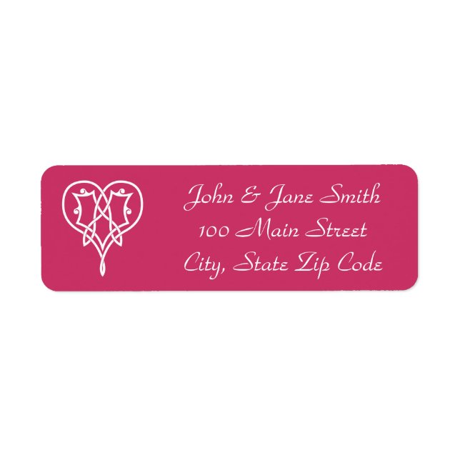 Celtic Weave Hearts in Raspberry Address Label (Front)