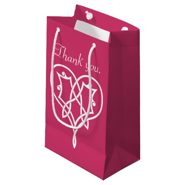 Celtic Weave Hearts in Raspberry Gift Bag (Front Angled)