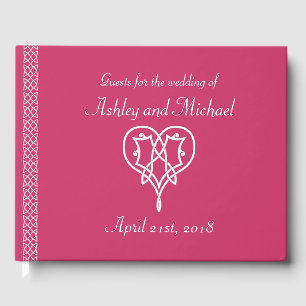 Celtic Weave Hearts in Raspberry Guest Book