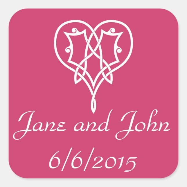 Celtic Weave Hearts in Raspberry Sticker (Front)