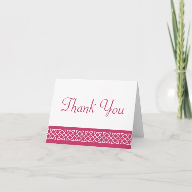 Celtic Weave Hearts in Raspberry Thank You Card (Front)