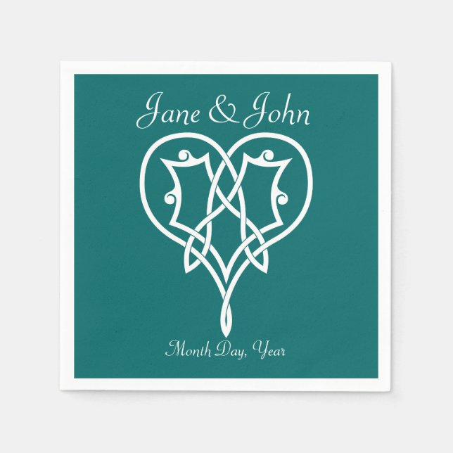 Celtic Weave Hearts in Teal Napkins (Front)