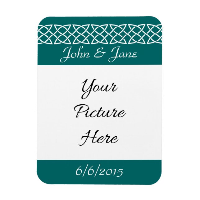 Celtic Weave Hearts in Teal Save-the-Date Magnet (Vertical)