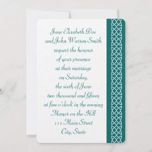 Celtic Weave Hearts in Teal Wedding Invitation