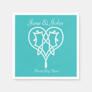 Celtic Weave Hearts in Turquoise Napkins