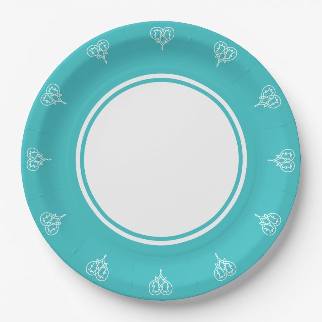 Celtic Weave Hearts in Turquoise Paper Plate (Front)