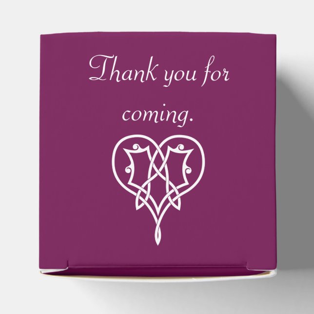 Celtic Weave Hearts in Wine Favour Box (Top)