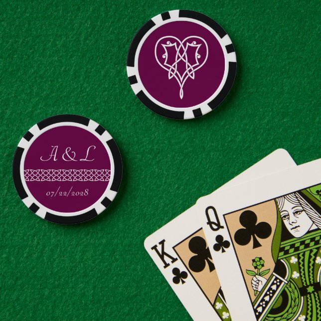 Celtic Weave Hearts in Wine Poker Chips (Poker Table (Double))