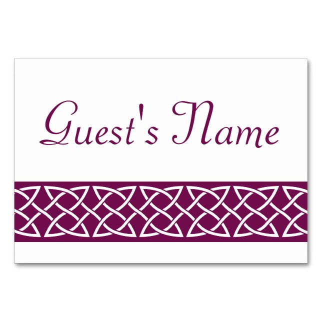Celtic Weave Hearts in Wine Table Card (Front)