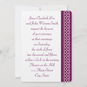 Celtic Weave Hearts in Wine Wedding Invitation