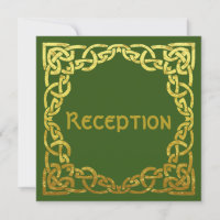 Celtic Wedding Faux Gold | Green Reception Card