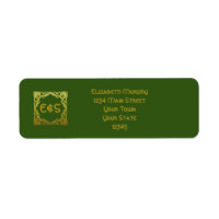 Celtic Wedding Green Faux Gold Return Address