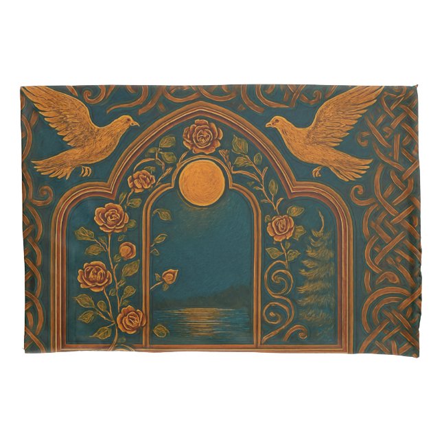 Celtic Window in Autumn Pillowcase (Front)