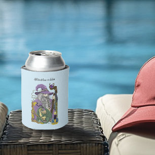 Celtic Wizard Dragon Fantasy Purple Can Cooler