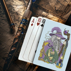 Celtic Wizard Dragon Fantasy Purple Playing Cards