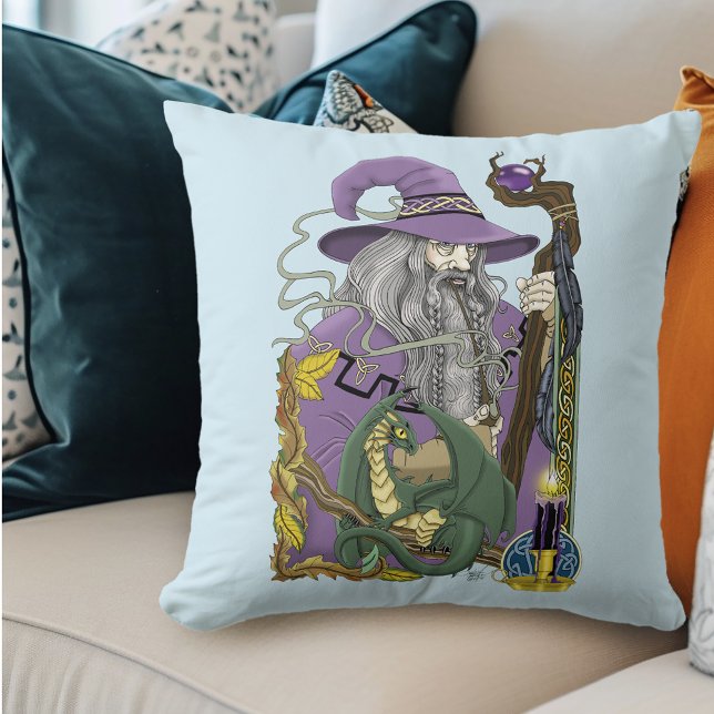 Celtic Wizard Dragon Purple Fantasy Cushion (Creator Uploaded)