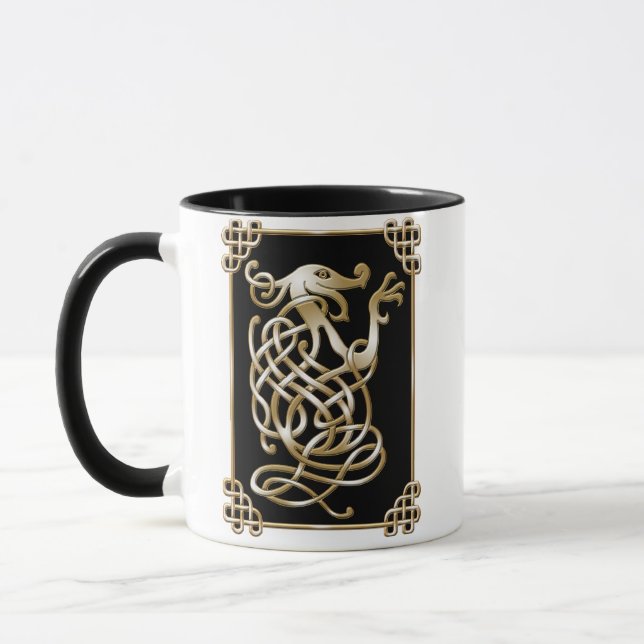 Celtic Wolf - Black Background Mug (Left)