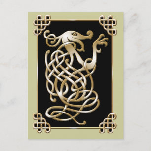 Celtic Wolf - Black Background Postcard