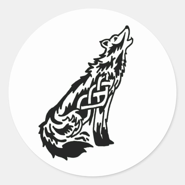 Celtic Wolf Classic Round Sticker (Front)