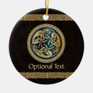 Celtic Wolf Knotwork Triad Ceramic Tree Decoration