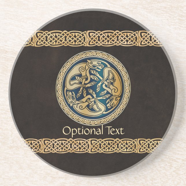 Celtic Wolf Knotwork Triad Coaster (Front)