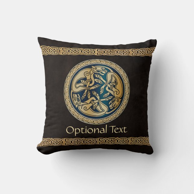 Celtic Wolf Knotwork Triad Cushion (Front)