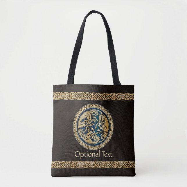 Celtic Wolf Knotwork Triad Tote Bag (Front)