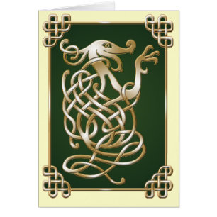 Celtic Wolf - tan on green