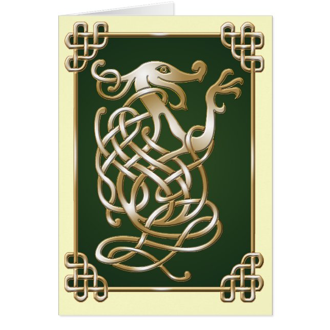 Celtic Wolf - tan on green (Front)