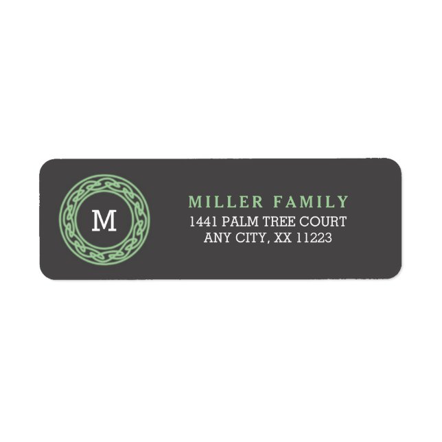 Celtic Wreath Irish Monogram return address 3991 (Front)