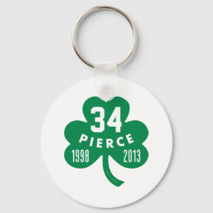 Celtics - Pierce 34 Retired Number Clover (Green)  Key Ring