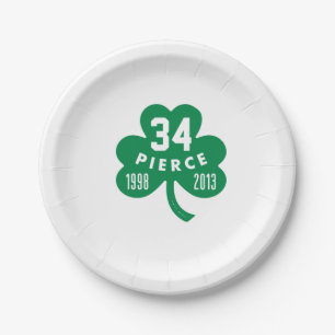 Celtics - Pierce 34 Retired Number Clover (Green)  Paper Plate
