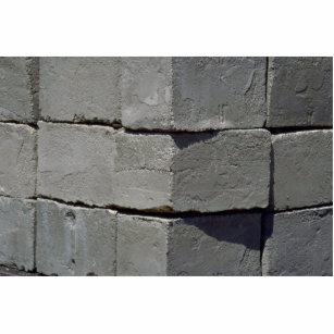 Cement block wall standing photo sculpture