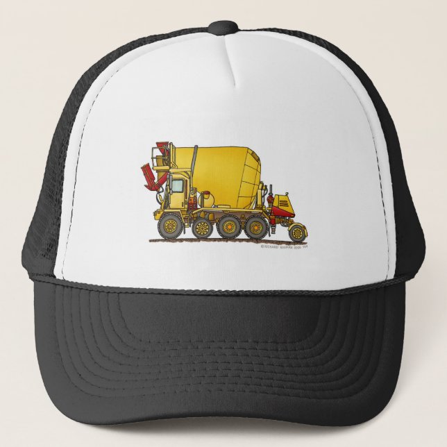 Cement Mixer Front Discharge Truck Construction Ha Trucker Hat (Front)