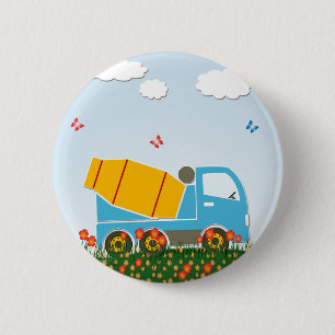 Cement mixer truck 6 cm round badge