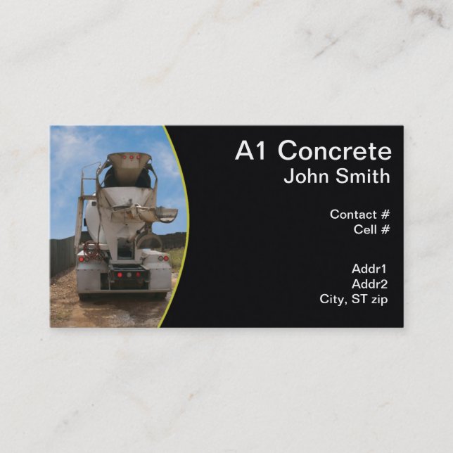 Cement Truck at construction site Business Card (Front)